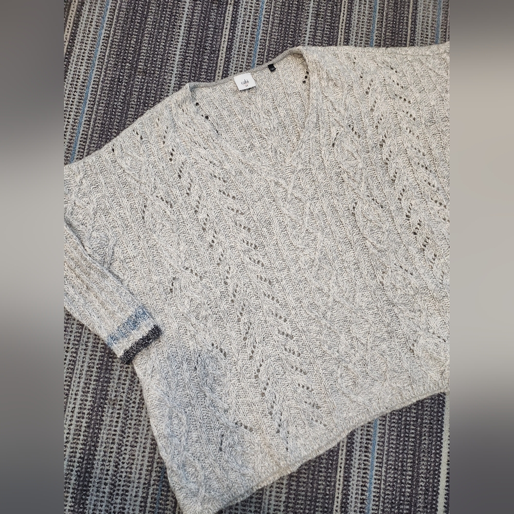 CAbi Gray V-Neck Sweater - Boxy/Cozy - Picture 6 of 11